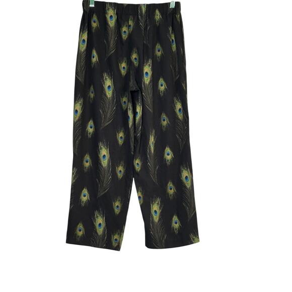 Reclaimed Vintage black feather print pull on pants size Medium - Picture 9 of 9